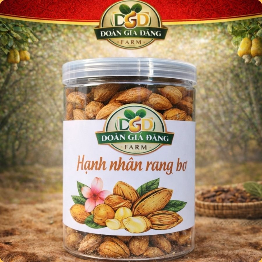 Hạt Hạnh nhân (sấy chín/hạt sống/rang bơ) loại VIP, Đoàn Gia Đăng, Hạnh nhân rang bơ vỏ mỏng ngon mặ