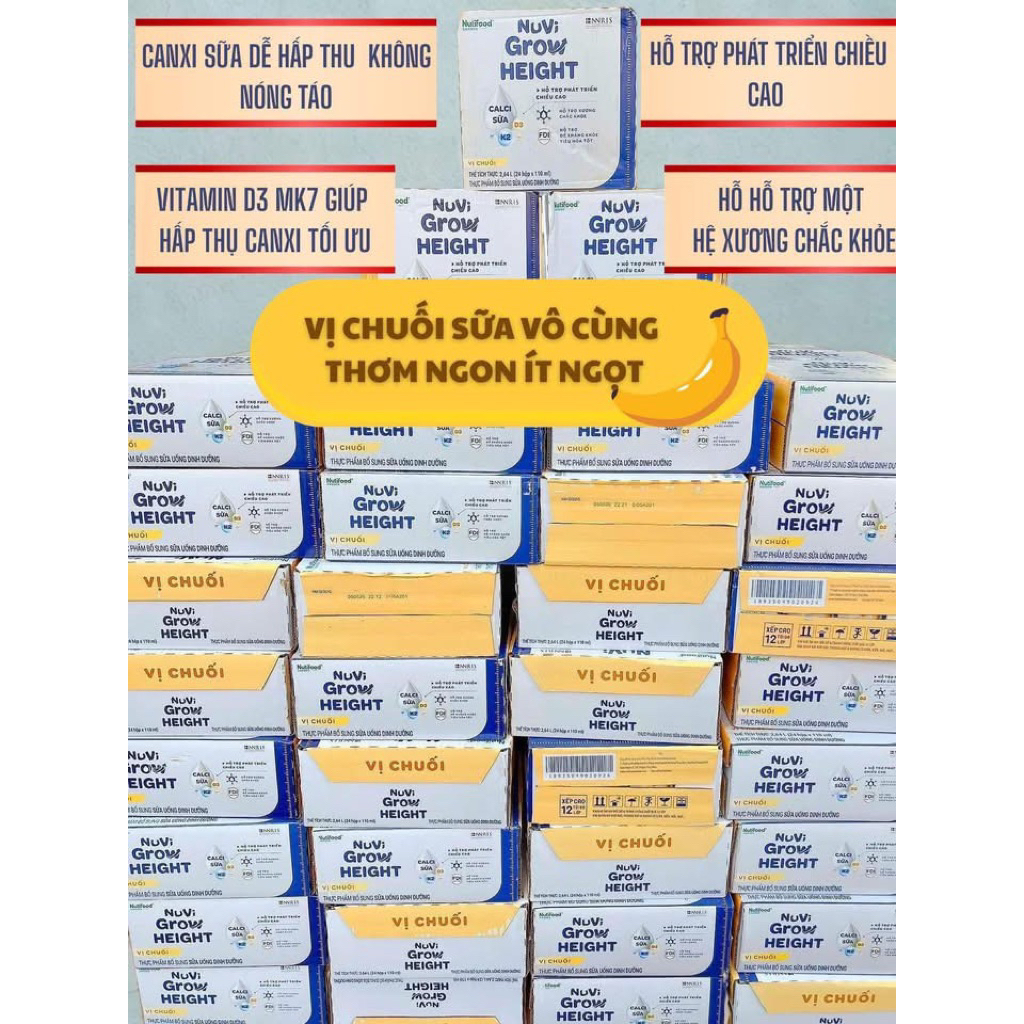 NuVi Grow Height 110ml – vị chuối dễ uống( thùng24 hộp)