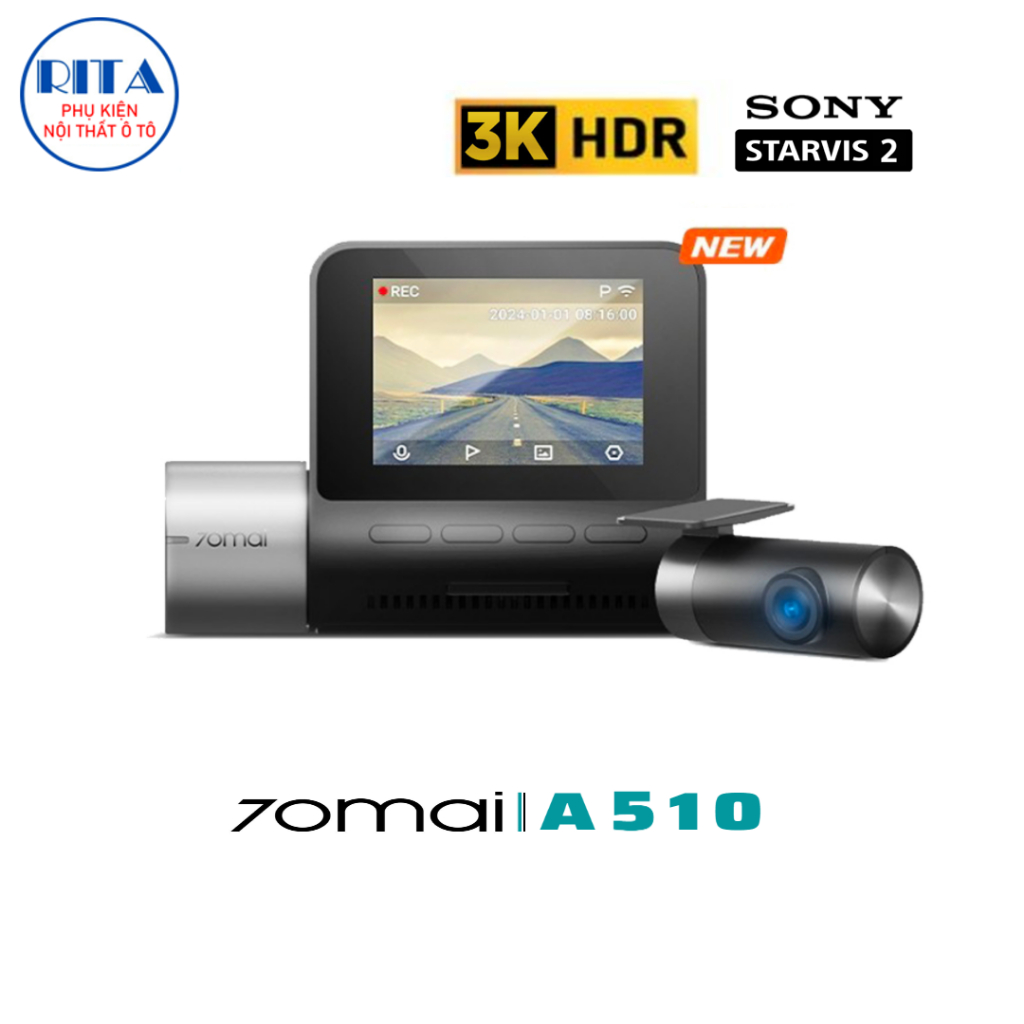 Camera hành trình 70Mai A510 3K HDR - Bản Quốc Tế - Hàng Chính Hãng 70Mai Vietnam - Bảo Hành 1 Năm