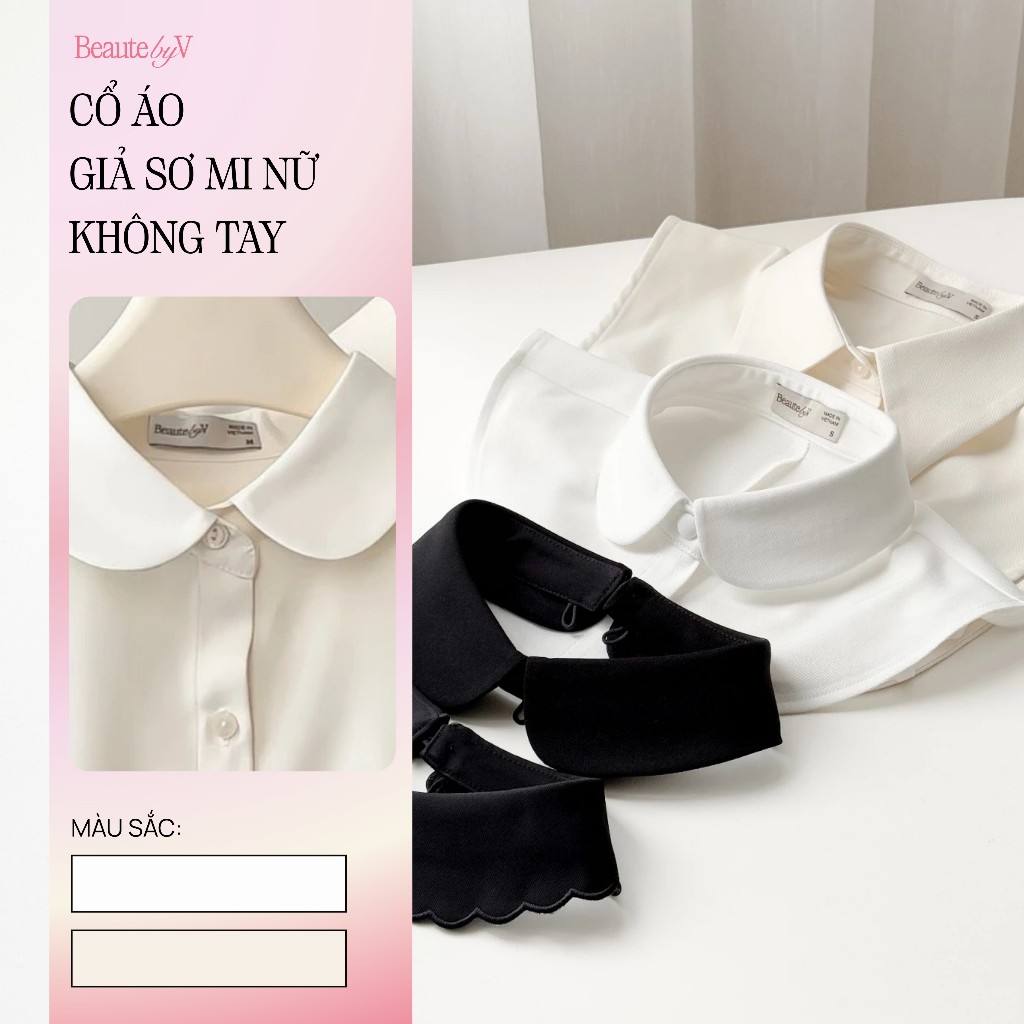 [BÁN CHẠY] Cổ Áo Giả Sơ Mi Nữ Không Tay BEAUTEBYV Mix Layer Áo Len/Áo Khoác Cổ Tròn
