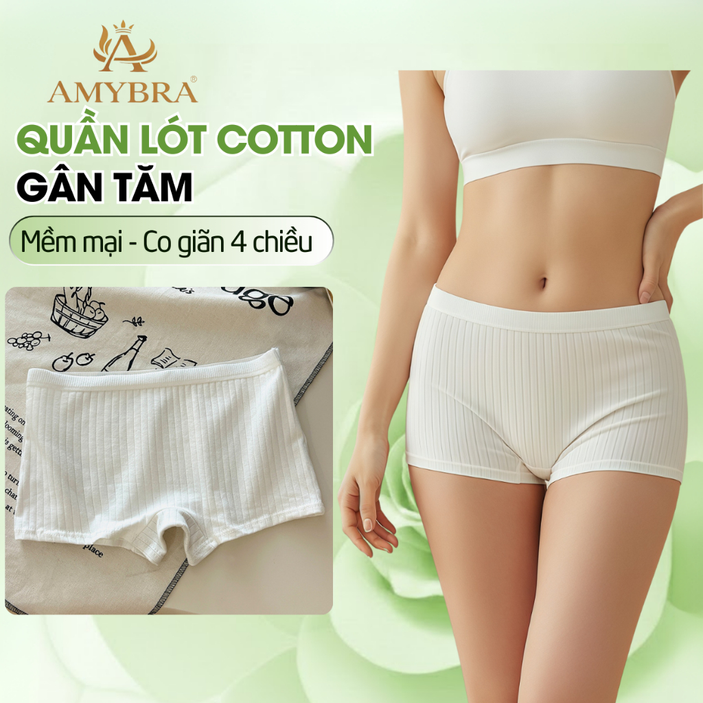 [ Xả Hàng ] Quần Lót Nữ Quần Chip Nữ Chất Cotton Gâm Tăm Co Giãn Thoáng Mát Đáy Lót Kháng Khuẩn AMYB