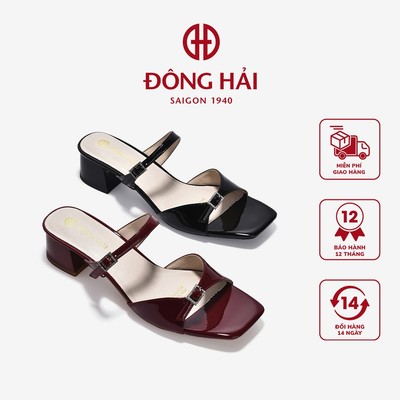 Dép Cao Gót Đông Hải Quai Đôi Khóa Đính Đá - D5842