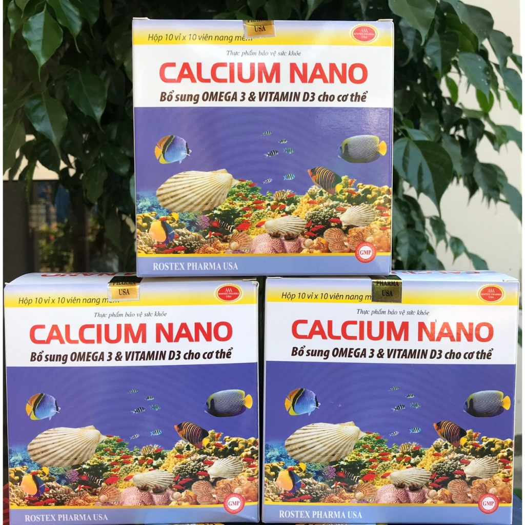 CALCIUM NANO Rostex Pharma USA 100 viên – Canxi Nano, Omega 3, Vitamin D3, Kẽm – Giảm nguy cơ còi xư