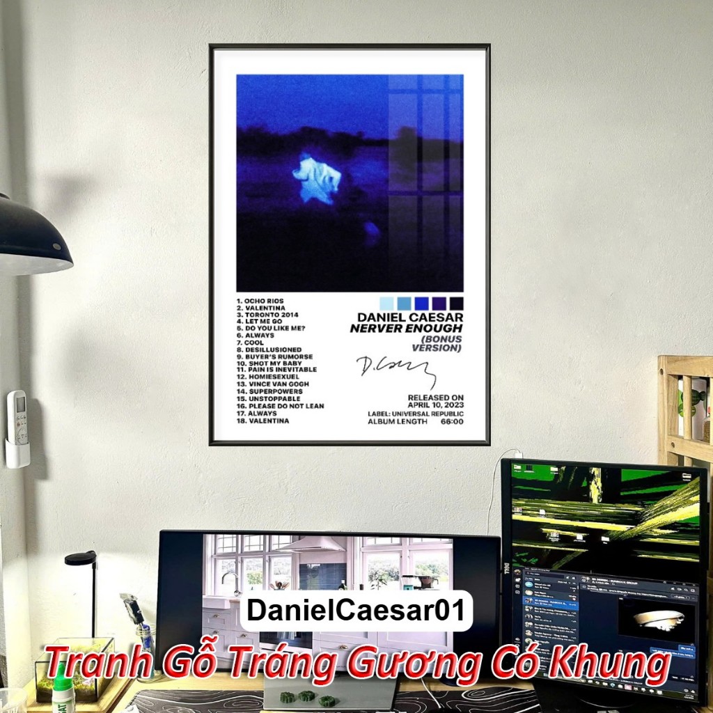 Daniel Caesar, Central Cee - Tranh Treo Tường Album Âm Nhạc Khung Composite Tráng Gương decor treo t