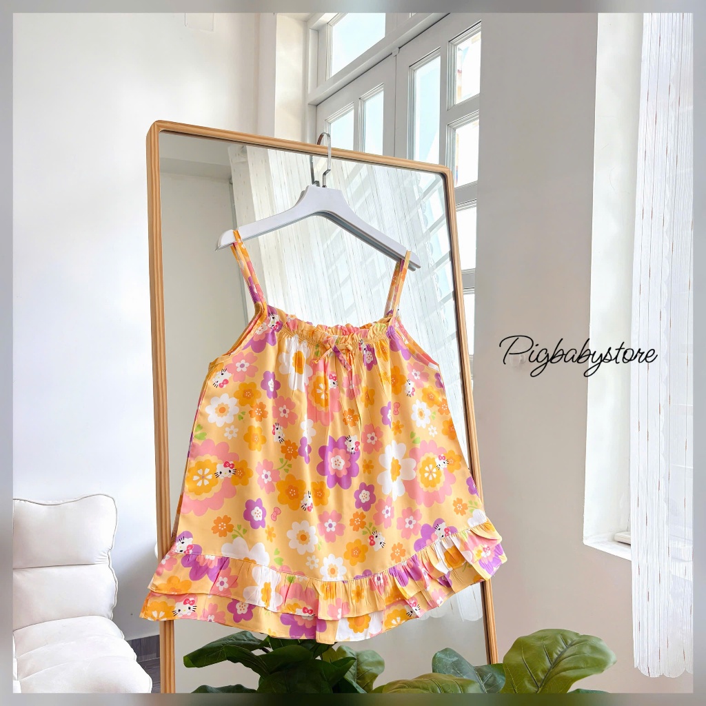 Đồ bộ lanh nữ, bộ tole nữ đùi hai dây bộ ngủ mặc nhà 40-70kg đường may kĩ - Pigbabystore DHD01