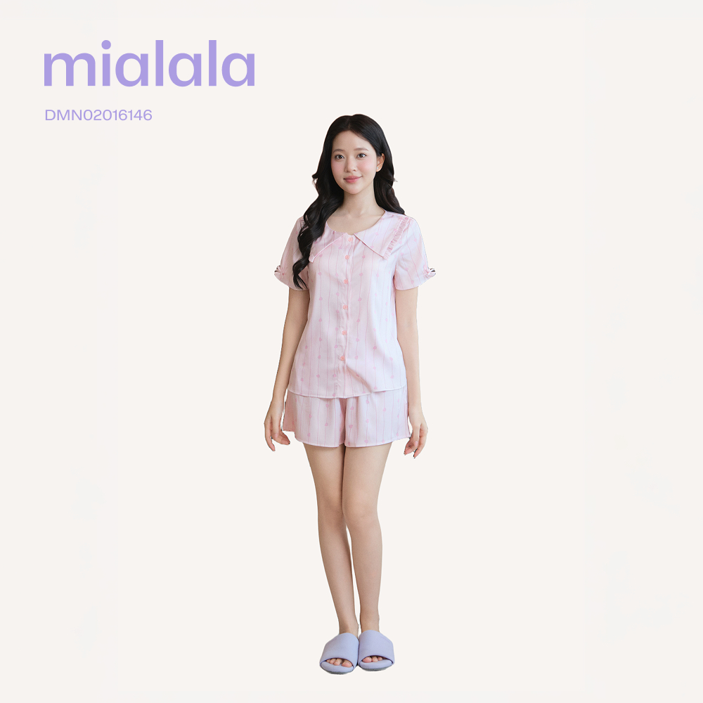 Mialala Đồ Mặc Nhà Lụa Thiết Kế Cổ Sen Đơn Vạt Mát Mẻ Họa Tiết Quả Dâu Nhẹ Nhàng Nữ Tính TNQN 6146