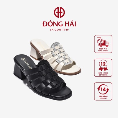 [Mẫu mới] Dép Cao Gót Đông Hải Quai Đan Ngang Phối Ánh Kim - D32H4