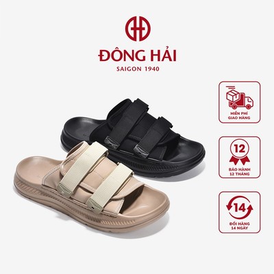 Dép Da Quai Ngang Nam Hiện Đại Phối Vải The Trend Walkers N19 - DMY04