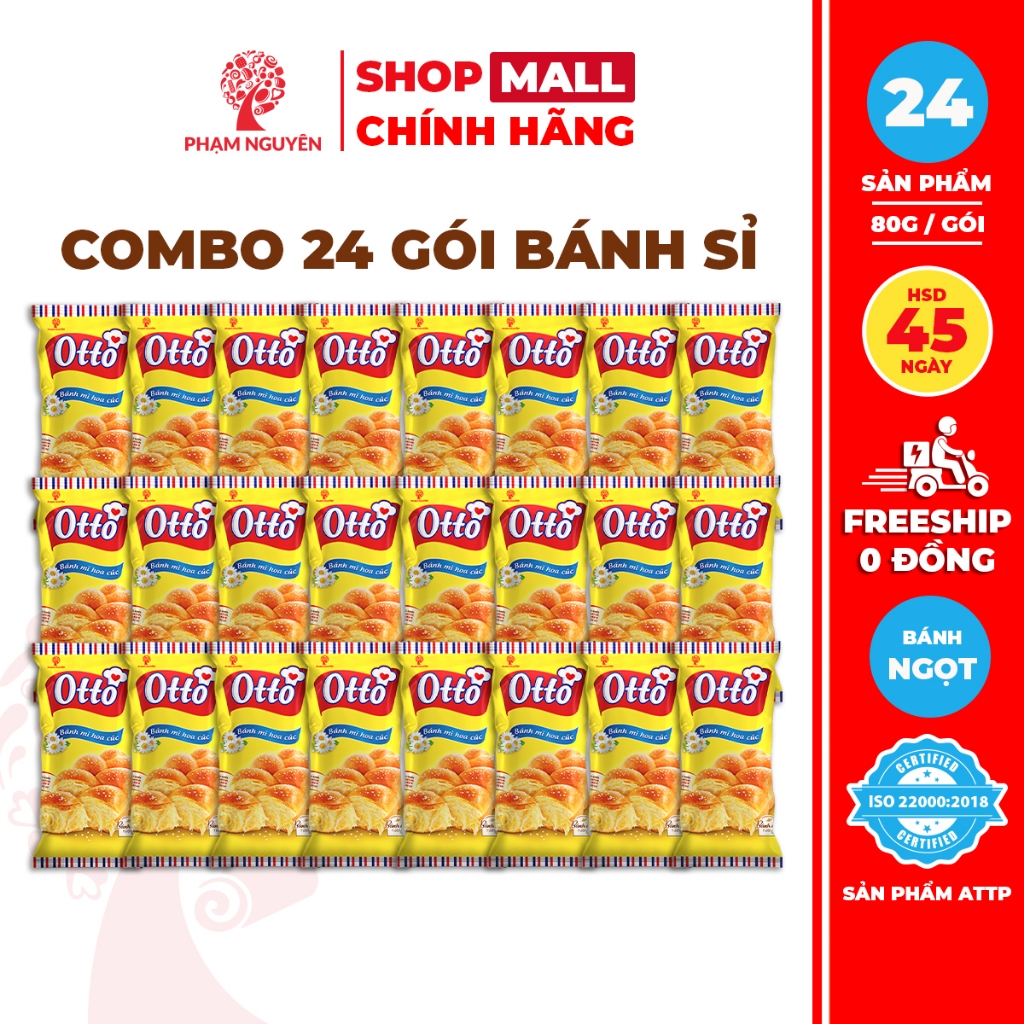 [BÁNH KẸO SỈ] Combo 24 Gói Bánh mì Hoa Cúc Mini Otto Phạm Nguyên - Otto Mini Brioche Tressée 80g