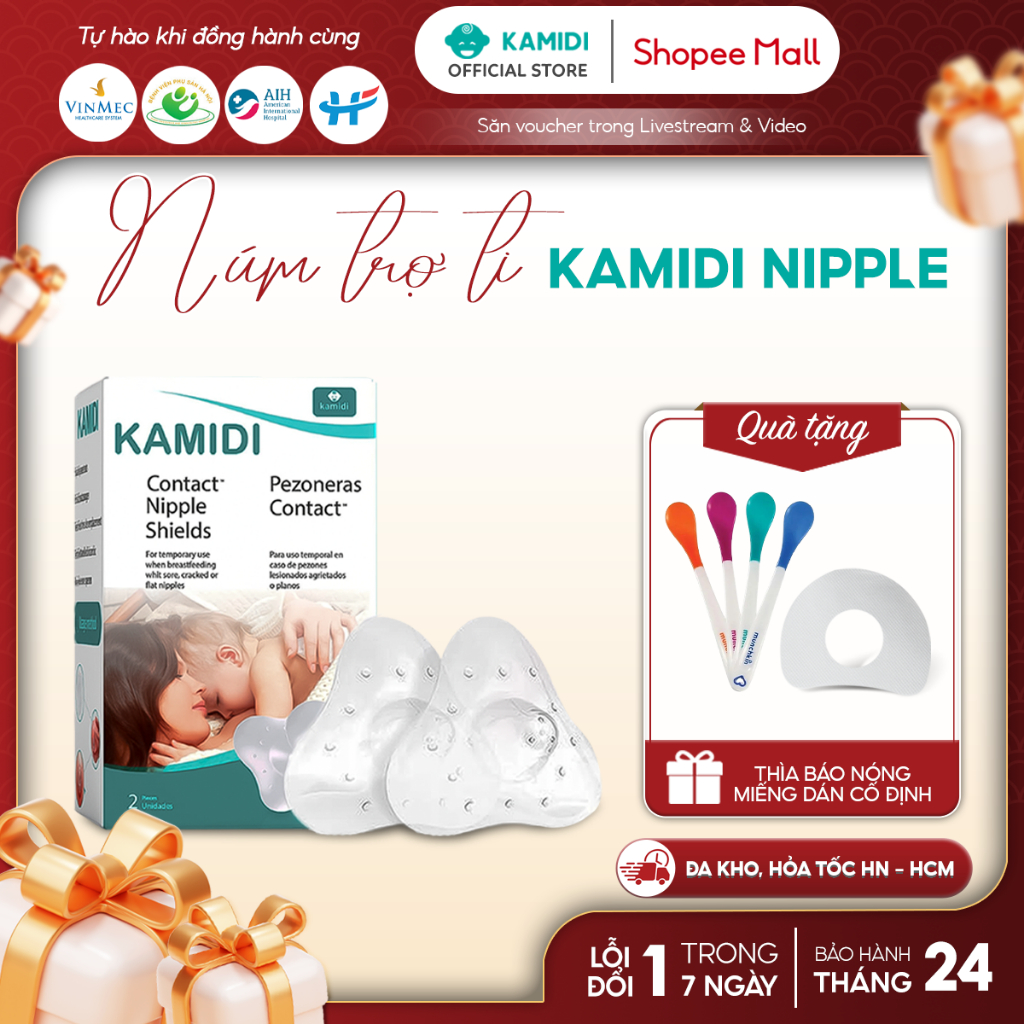 Núm Trợ Ti Kamidi Chất Liệu Silicon Co Dãn Mềm Mại Bảo Vệ Đầu Ngực Cho Mẹ Và Hỗ Trợ Cho Bé Ti Song S