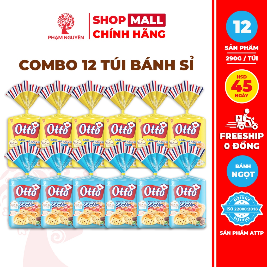 [BÁNH KẸO SỈ] Combo 12 Túi Bánh mì Hoa Cúc Otto Phạm Nguyên - Otto Brioche Tressée 290g | Đồ ăn vặt
