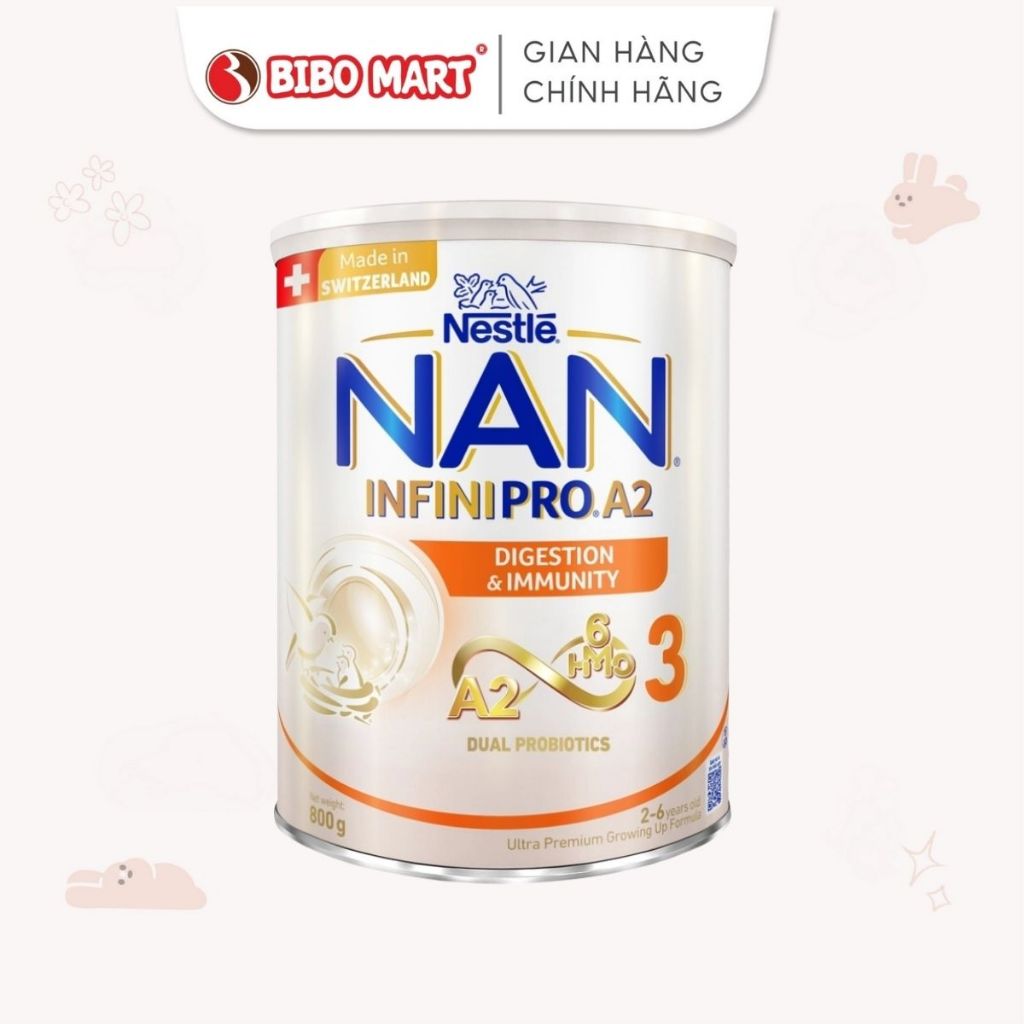 Sữa Nan Infinipro A2 6HMO số 3 800g cho bé từ 2 đến 6 tuổi - Bibomart
