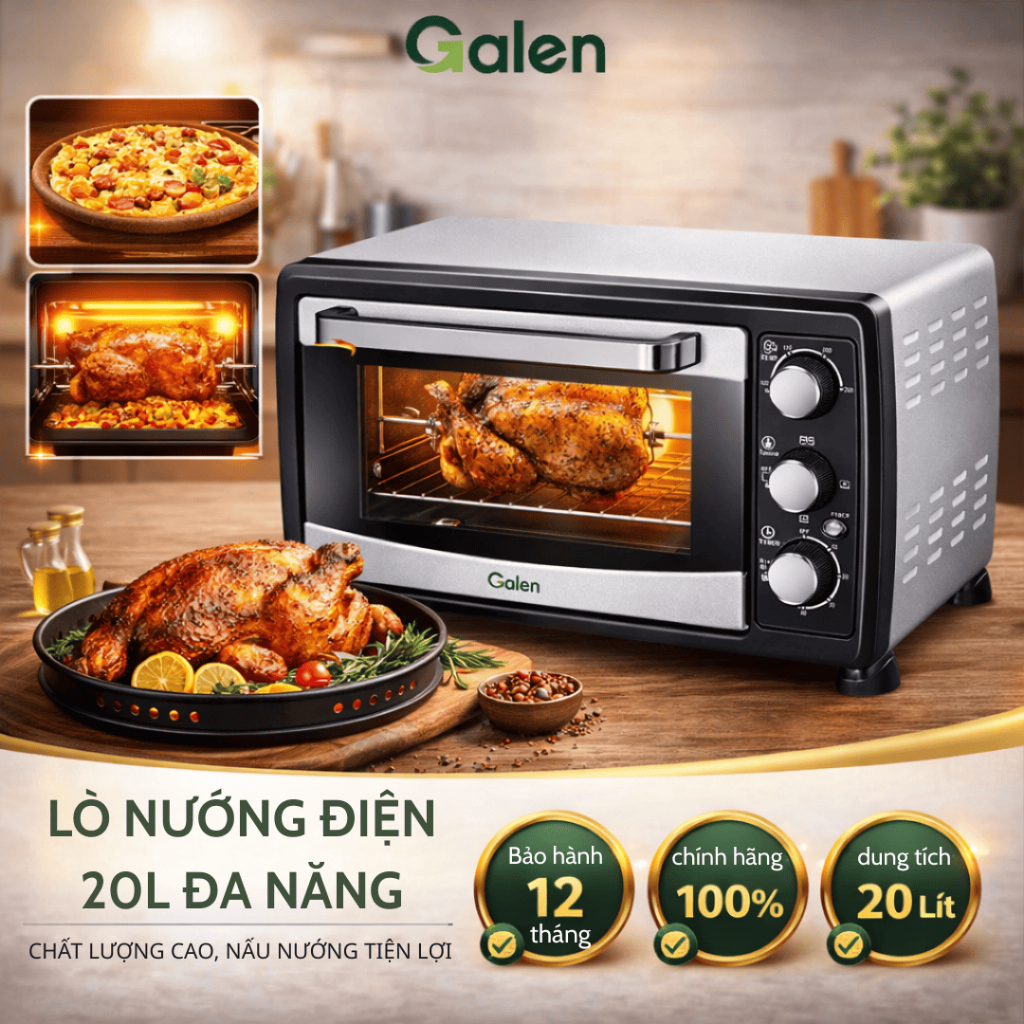 [HÀNG MỚI VỀ] Lò Nướng Điện Cao Cấp Galen 20L, Công Suất 1400W Dùng Để Nướng Gà, Thịt, Bánh, Rau Củ [BẢO HÀNH 12 THÁNG]