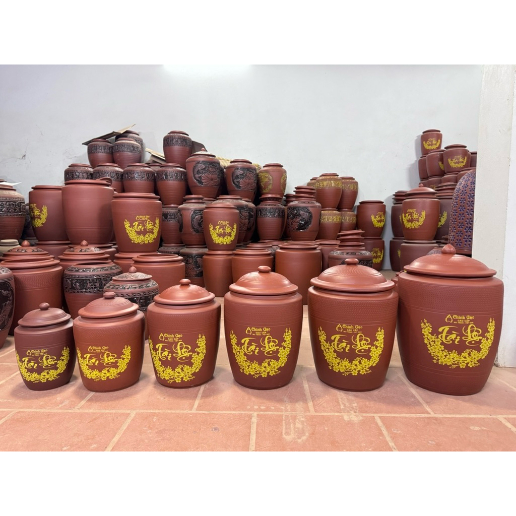 Hũ gạo, hũ đựng gạo 5kg, hũ gạo Tài Lộc gốm Bát Tràng