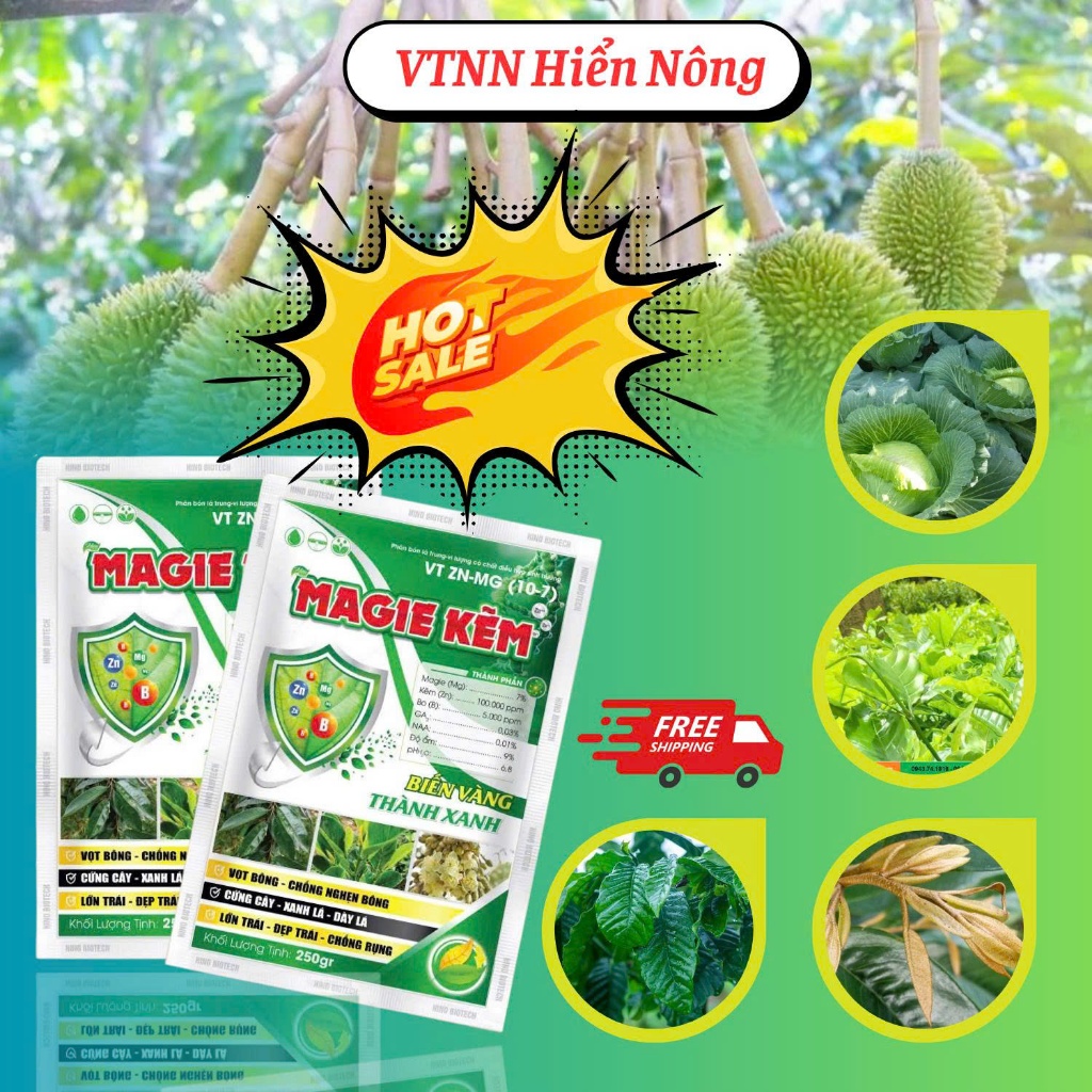 Magie Kẽm VT ZN-MG (10-7) – Phân Bón Lá Magie Kẽm Xanh Lá, Dày Lá, Nuôi Trái 250Gram