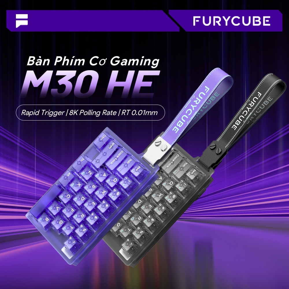 Bàn phím gaming cơ FURYCUBE M30/M68HE Hall Effect, Rapid Trigger, Magnetic Switch, 8000 Polling Rate