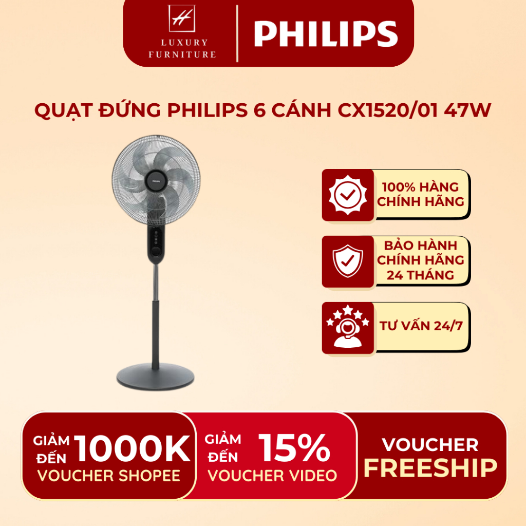 Quạt đứng Philips 6 cánh CX1520/01 47W
