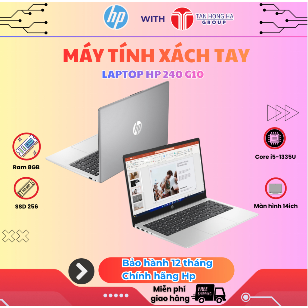 Laptop HP 240 G10 9H2E1PT (Core i5-1335U/8GB/256GBSSD/14.0FHD ) bạc