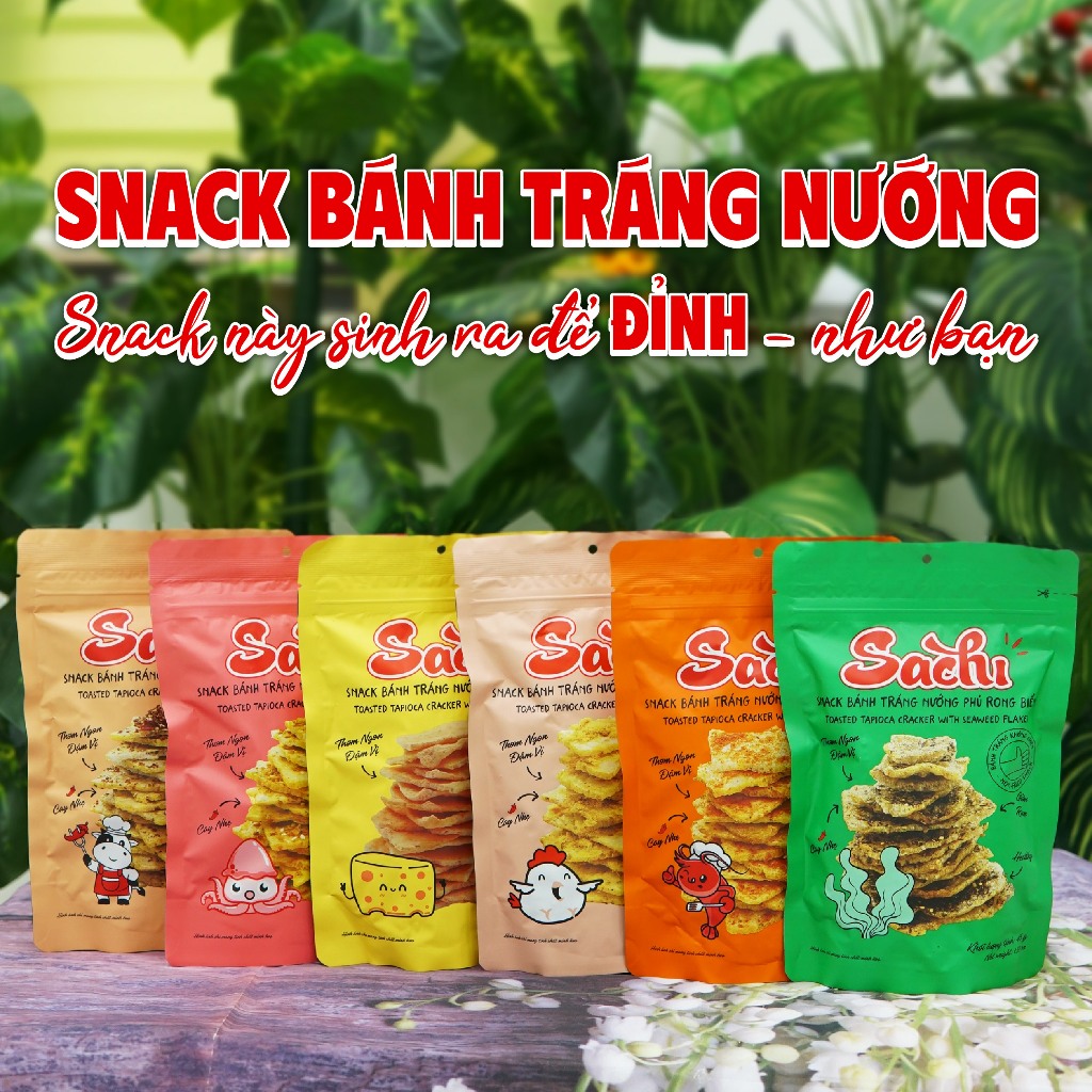 [COMBO 3 GÓI] Snack bánh tráng nướng giòn Sachi phủ vị 45g