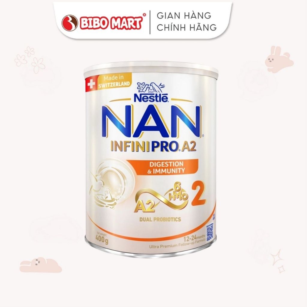 Sữa Nan Infinipro A2 6HMO số 2 lon 400g cho bé đến 2 tuổi- Bibomart