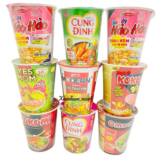 Set 3 cốc mỳ bát các loại cung đình, hảo hảo, yes mom, morden, omni 65g