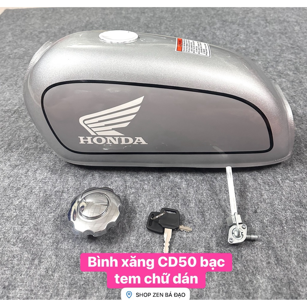 bình xăng CD50 bạc tem dán (đầy đủ phụ kiện)