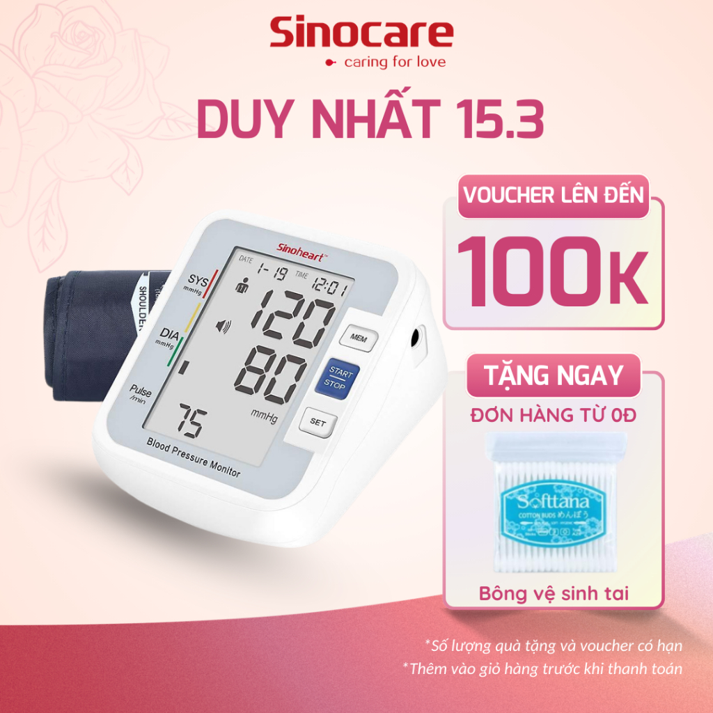 Máy Đo Huyết Áp Sinocare BA-801 Có Giọng Nói Tiếng Việt, Bảo Hành 3 Năm