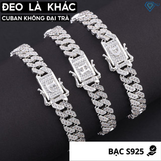 Vòng tay bạc nam Cuban 8mm đính đá khắc tên cá nhân khoá hộp tai cài sang trọng LTA0147 - Trang Sức TNJ