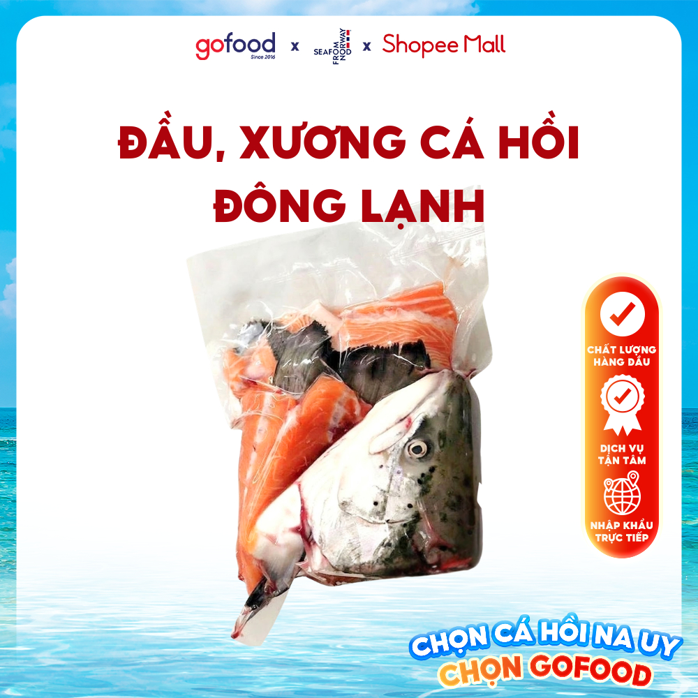 [Hỏa Tốc HN] Đầu, Xương Cá Hồi Nauy Size To Đông Lạnh Nấu Lẩu, Canh Chua, Chiên Giòn,... - Gofood