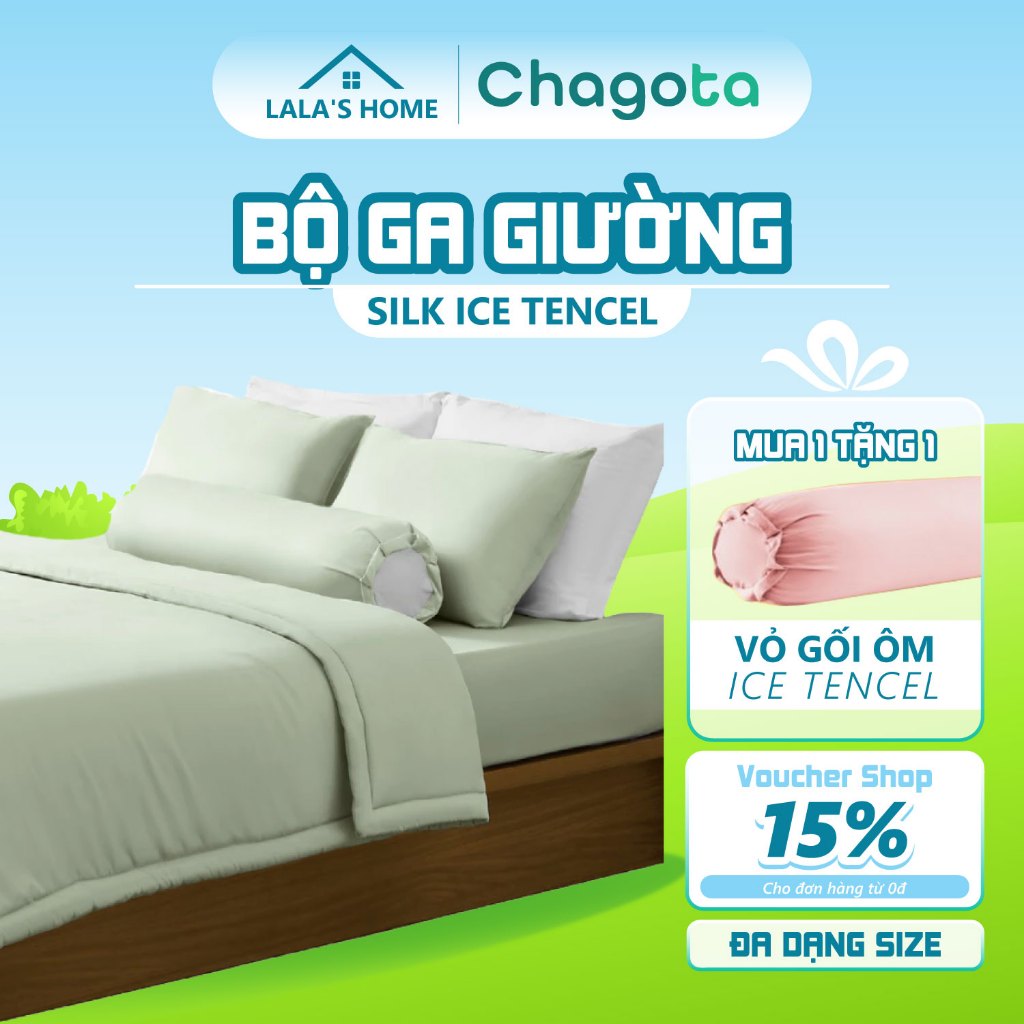 Bộ Chăn Ga Gối Lụa Silk Ice, Bề Mặt Mềm Mịn, Mát Lạnh Tức Thì, Kháng Khuẩn Tốt, Size 1mx2m Đến 2mx2m