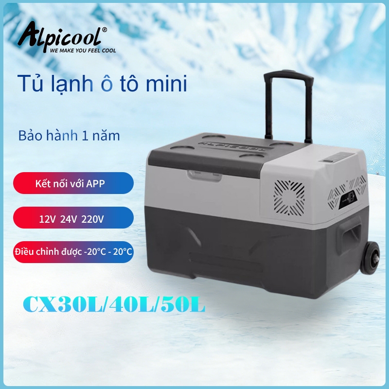 Alpicool Tủ Lạnh Ô Tô 30L 40L 50L Di Động 12V/24V/220V Máy Nén Tủ Lạnh Nhỏ 220VR