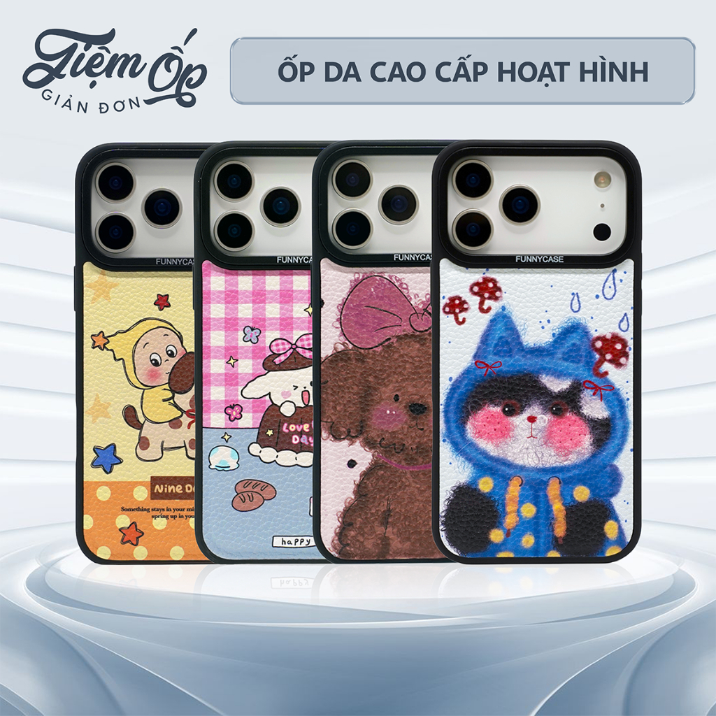 Ốp Lưng Da Cao Cấp Ez Case - Thiết Kế Hoạt Hình Cute - Viền Dày Chống Sốc Cho IPHONE 17/16/15/14