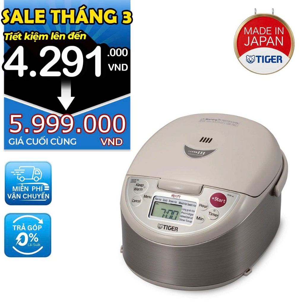 Nồi cơm điện tử cao tần Tiger 2 trong 1 JKW-A18W (1.8L)