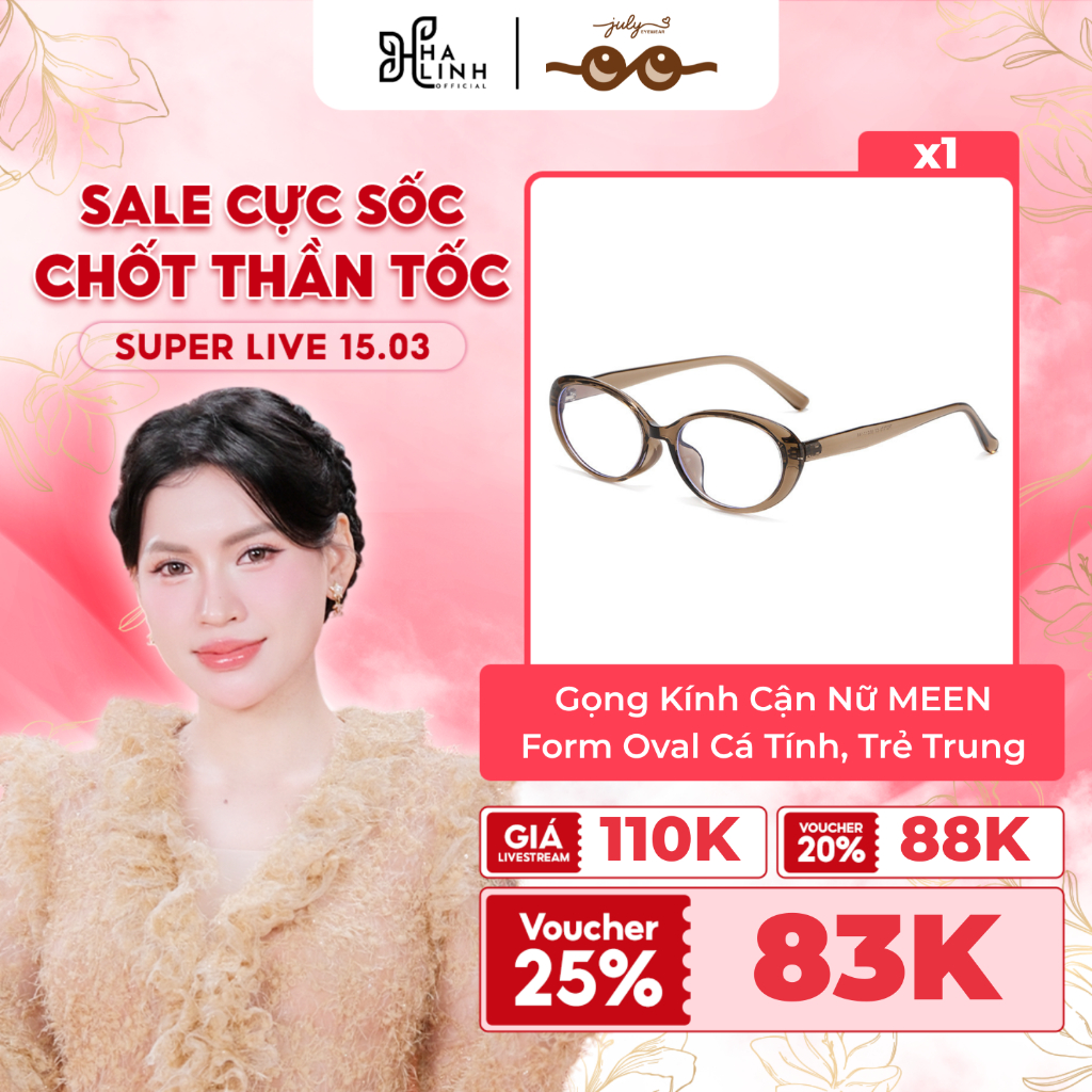 [Võ Hà Linh x Kính Mắt July] Gọng Kính Cận Nữ MEEN Form Oval Cá Tính, Trẻ Trung Kính Mắt July Eyewea