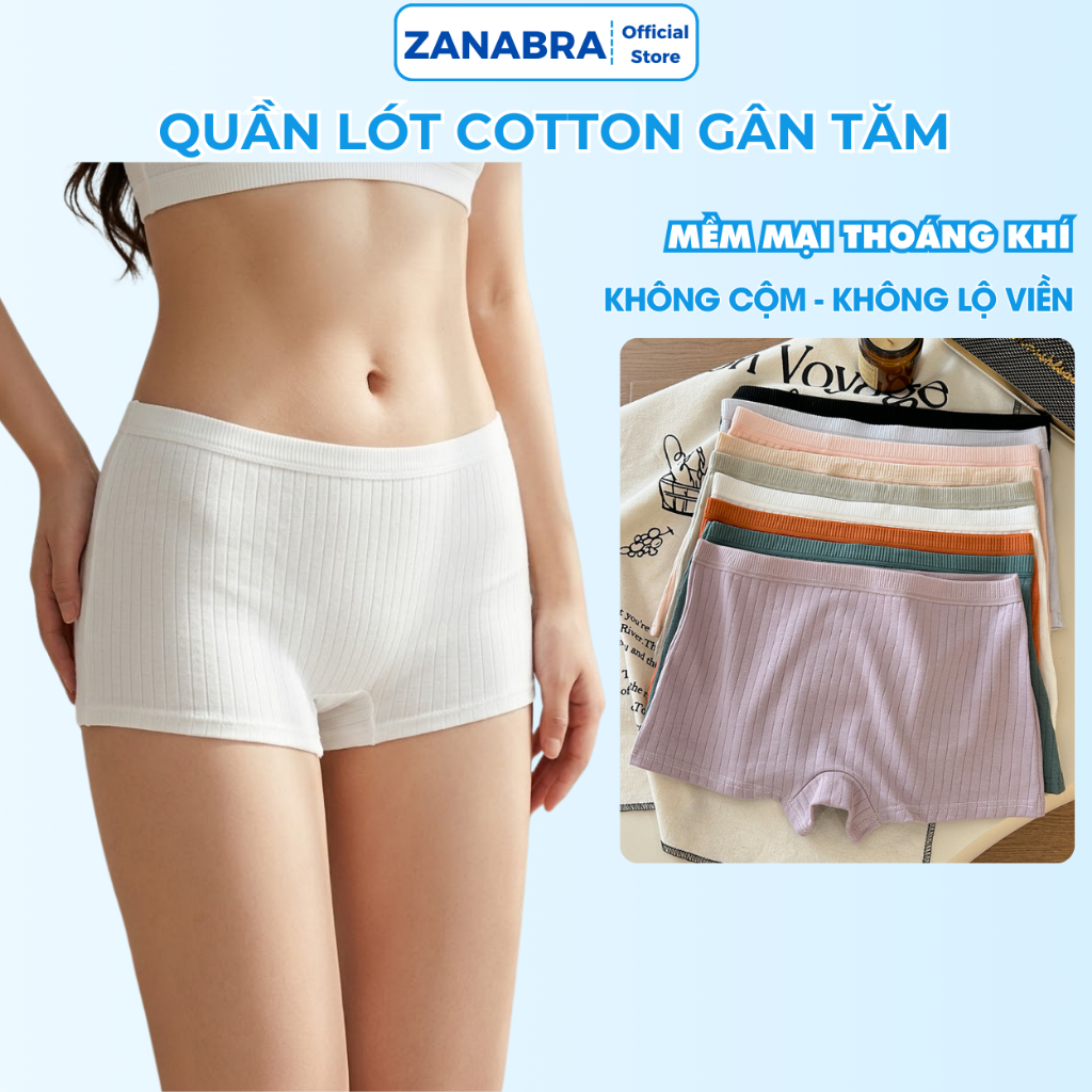 [BST MỚI 2026] Quần lót nữ mặc trong váy chất cotton gân tăm mềm mại thoáng khí ZANABRA V4116