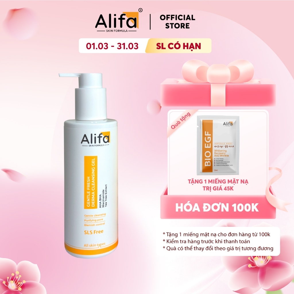 Gel Rửa Mặt Alifa 200ml Gentle Fresh Derma dưỡng ẩm, dịu nhẹ