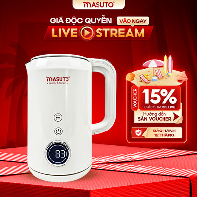 [GIÁ RẺ TRÊN LIVE] Ấm siêu tốc Masuto 2 lớp giữ nhiệt chống bỏng an toàn inox 304 bảo hành 12 tháng