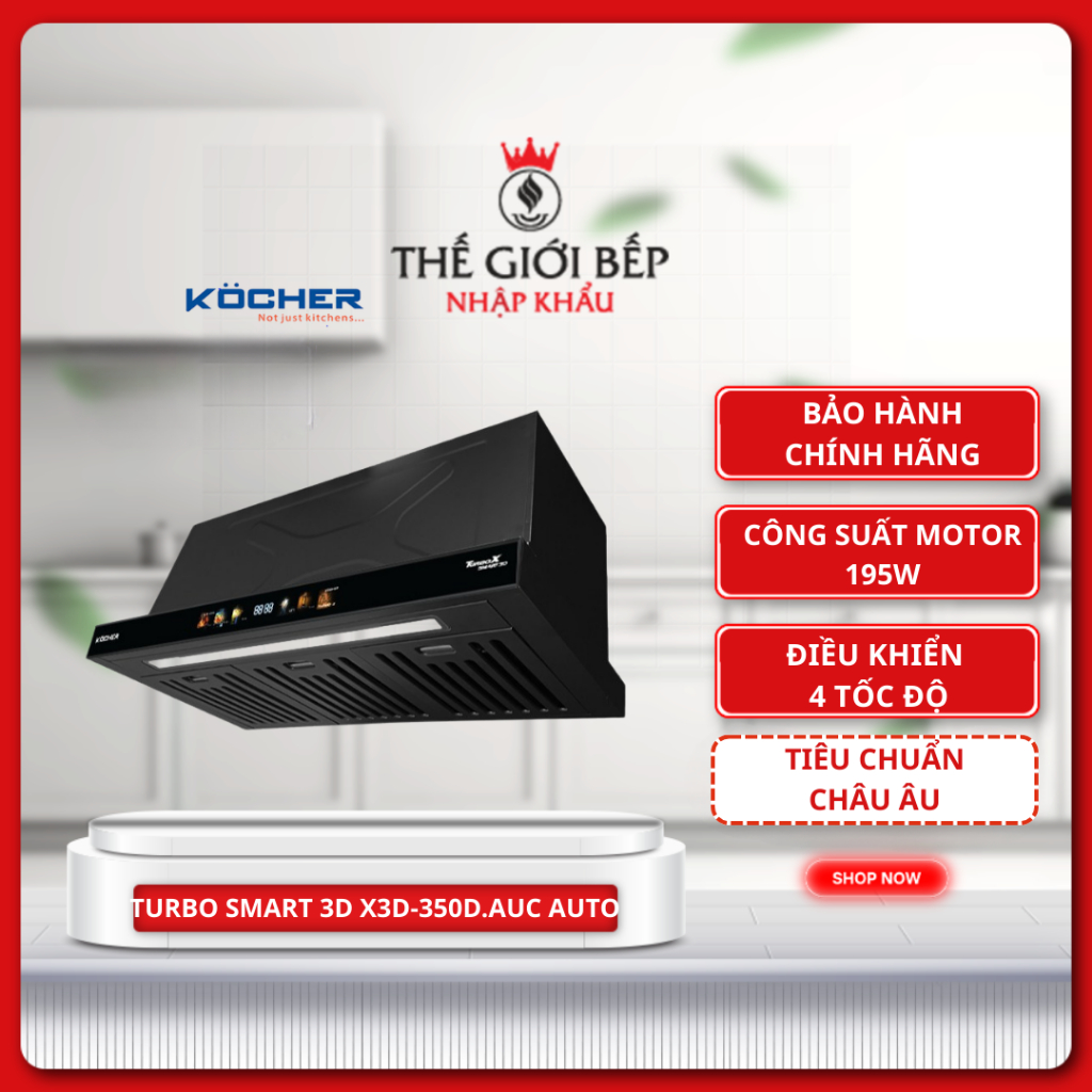 Máy Hút Mùi Âm Tủ KOCHER TURBO SMART 3D X3D-350D.AUC AUTO CLEAN - Bền Đẹp, Dễ Vệ Sinh - HUT