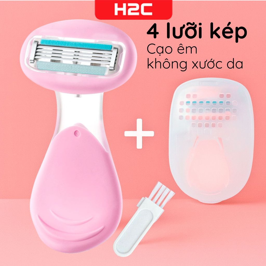 Dao cạo nữ H2C Gentlesilk, dao cạo bikini Venus spa 4 blades ( có che tên)