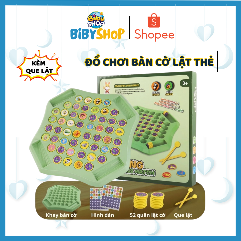 BỘ BÀN CỜ LẬT THẺ luyện trí nhớ 52/36 thẻ cao cấp, Đồ Chơi Lật Thẻ Rèn Trí Nhớ Cho Bé