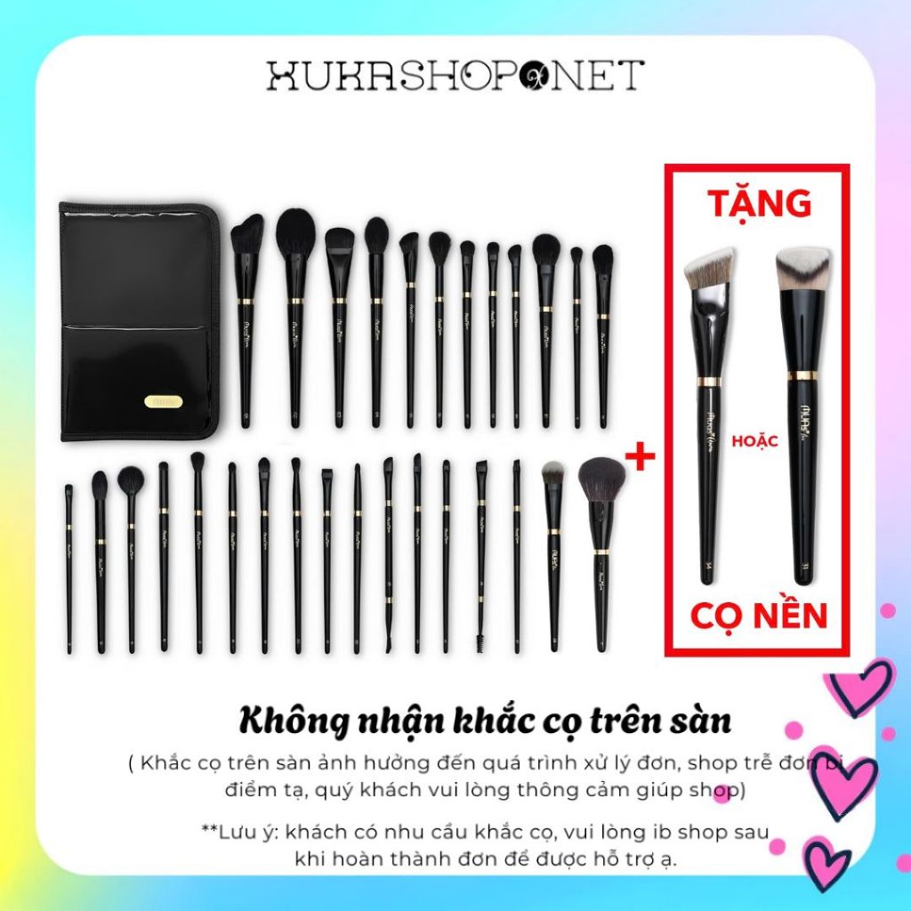 [Bộ cọ MUA.s Aura 29 cây] Bộ Cọ MUA.s Aura 29 Cây Kèm Túi Chất Lông Mền Mịn Bộ Cọ Trang Điểm Chuyên 
