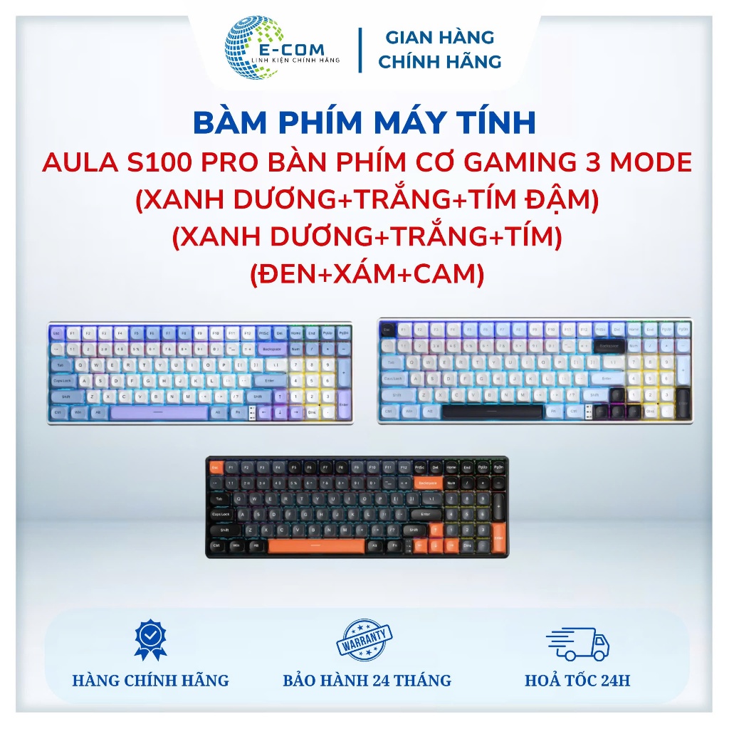 [CHÍNH HÃNG] AULA S100 PRO BÀN PHÍM CƠ GAMING 3 MODE