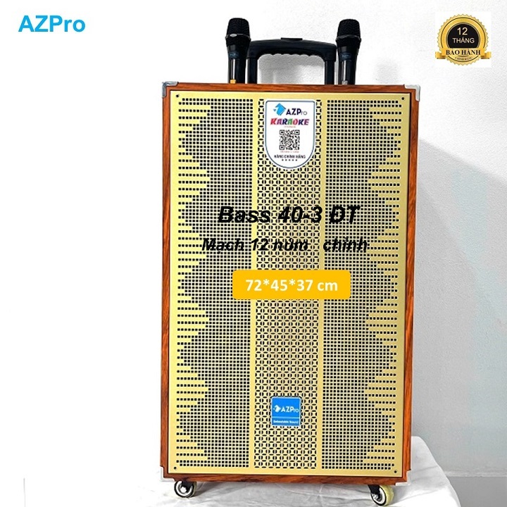 Loa kéo Bluetooth chính hãng AZPRO,AZ-L16 Pluss,Bass 40--3 đường tiếng,Kèm 2 mic  mạch 12 núm chỉnh 