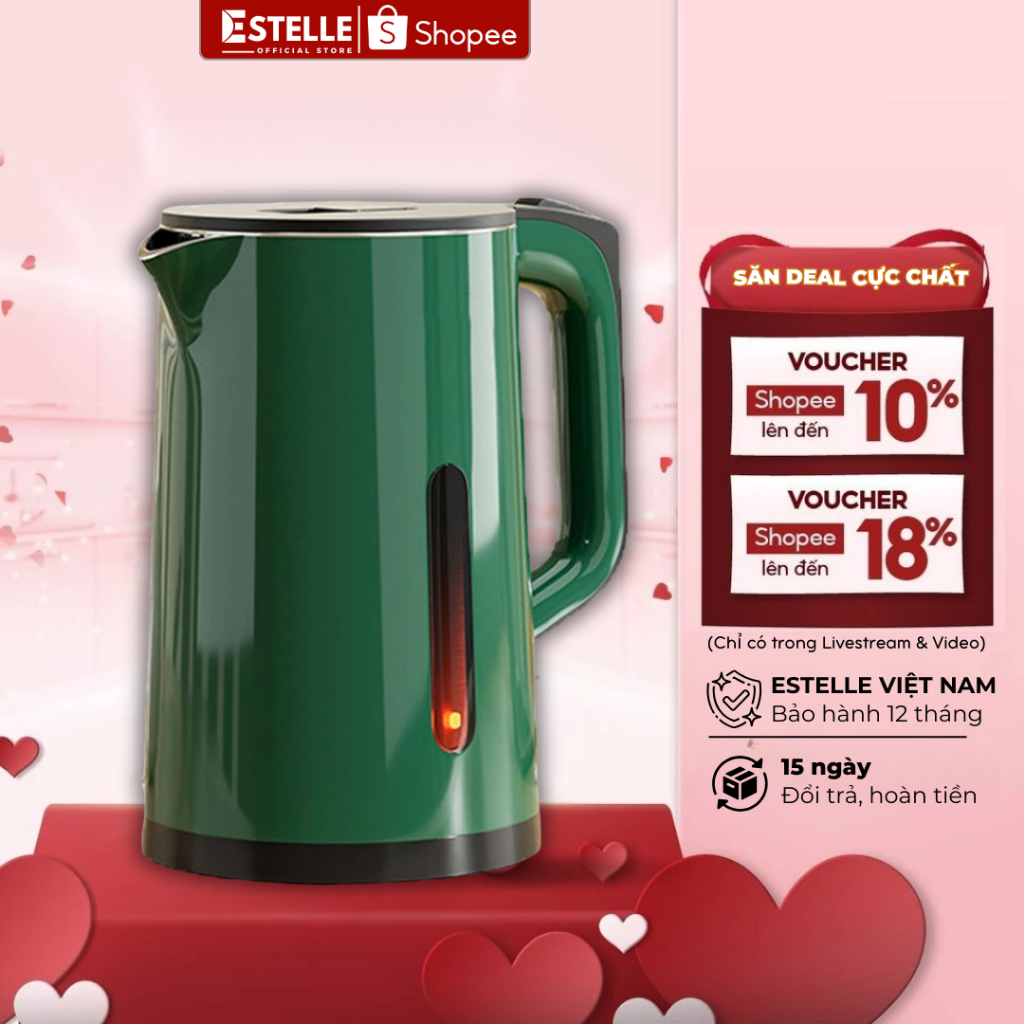 Ấm Siêu Tốc Đun Nước Dung Tích 2.5L Công Suất 1500W Sôi Nhanh Lõi Inox Vỏ Nhựa Cách Nhiệt Cách Điện