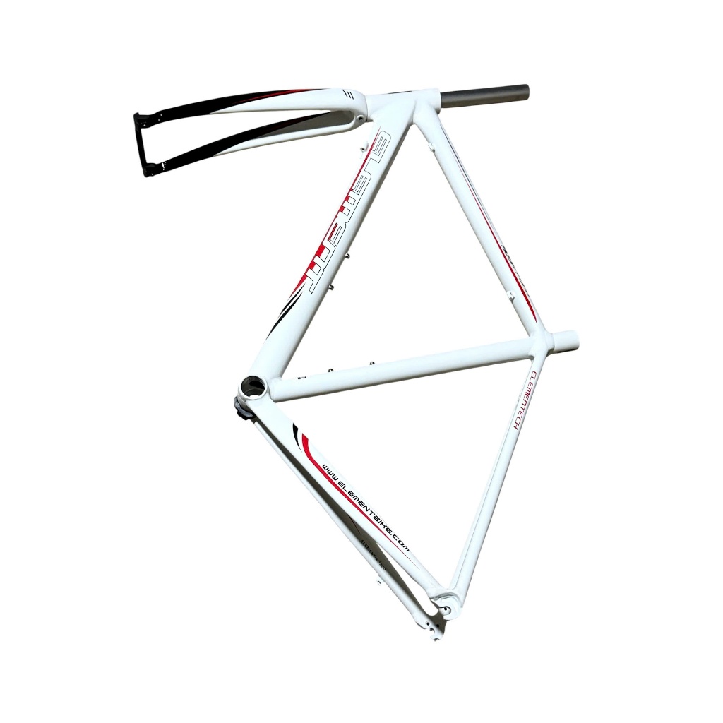 Sườn kèm phuộc Element nhôm màu trắng, sườn road 700c dành cho xe đạp