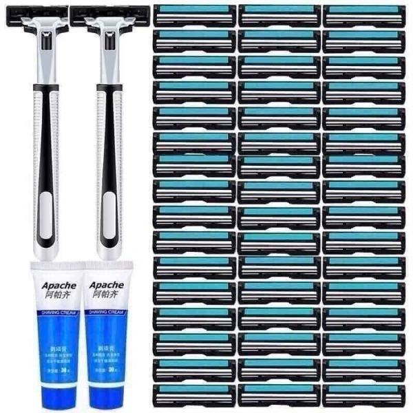 Combo 72 Lưỡi Dao Cạo Râu + 2 Cán Dao Tặng 2 Lọ Gel Làm Mềm Râu và Hộp Nhựa Đựng Cán ( TLHN)