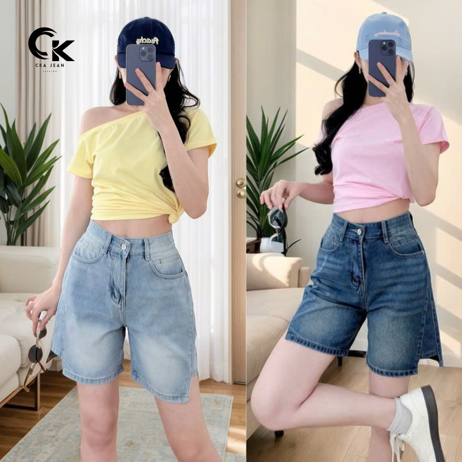 Quần short jean nữ lưng cao hack eo thiết kế đơn giãn thoải mái S38