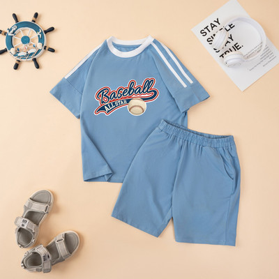 Đồ bộ bé trai phối viền hình BASSEBALL - Quần áo cho bé chất liệu thun cotton - Loza Kids BF612