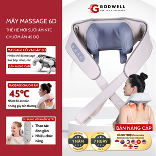 [BÁN CHẠY] Máy Massage Cổ Vai Gáy 6D GODWELL, Gối Chườm Ấm 6 Đầu Massage, Giảm Đau Mỏi Vai Gáy
