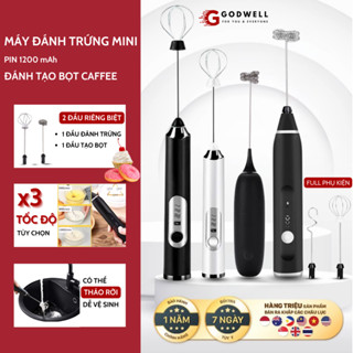 Máy tạo bọt cafe, Que đánh trứng mini cầm tay không dây pha chế 3 tốc độ, pin sạc USB cao cấp